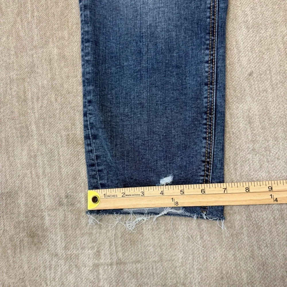 m jeans by maurices Womens 8 Slim Straight Ankle High Rise Distressed Denim Blue